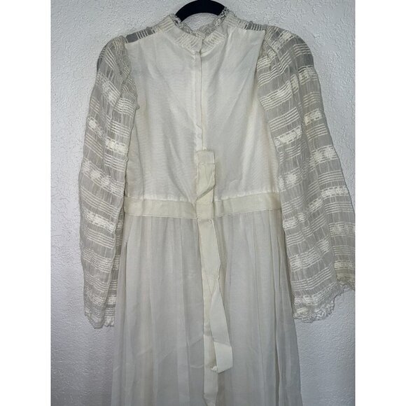 VINTAGE Wedding Dress Prairie Size Small Antique Lace Bridal Ladies Q - Picture 10 of 15